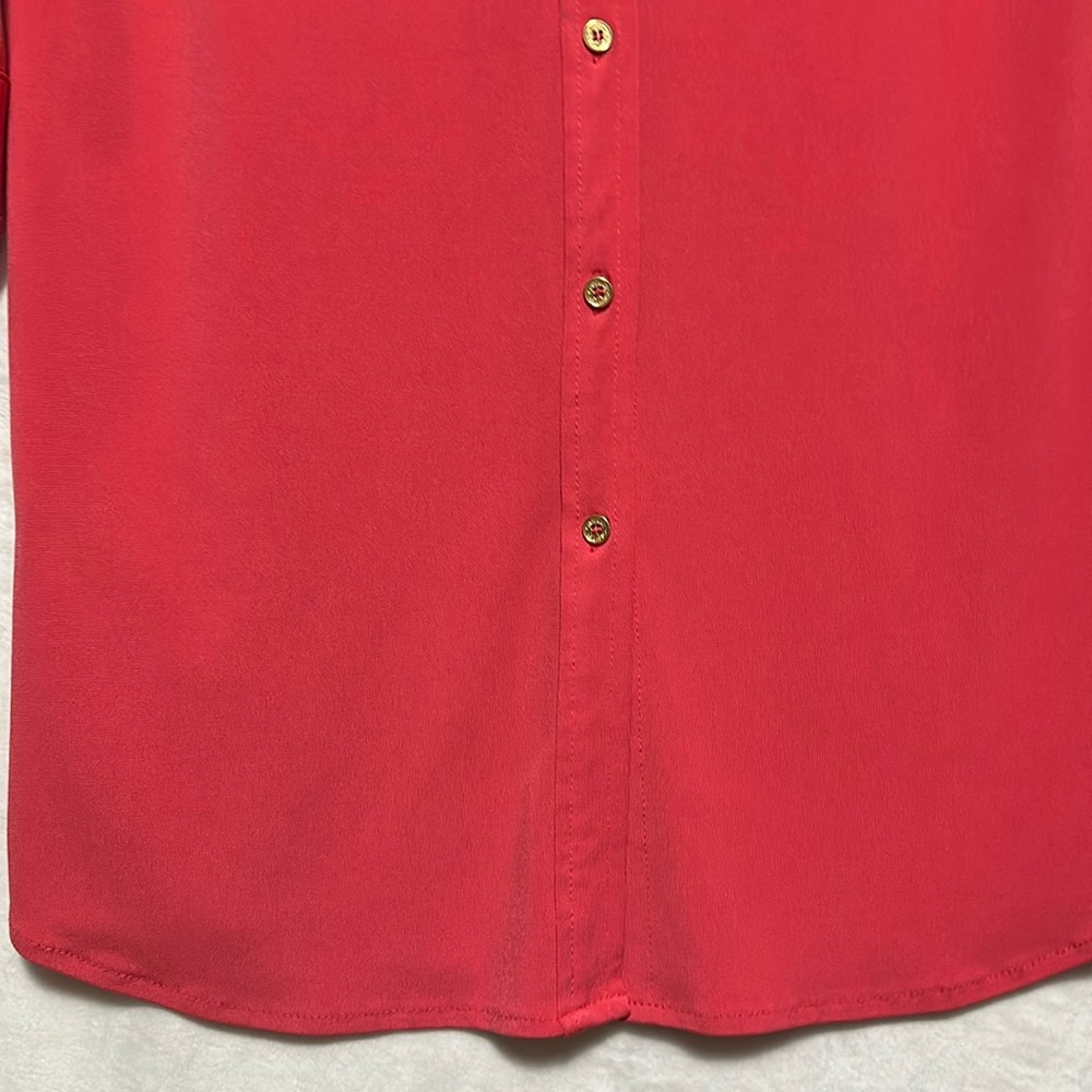 Calvin Klein Women’s Coral Pink Long Sleeve Button Down Dress Size 4 - Picture 4 of 6